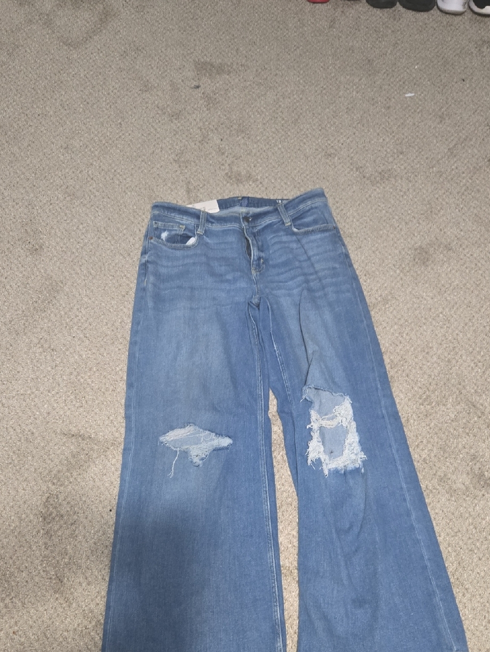 jcpenney Light Blue Distressed Wide-Leg Jeans